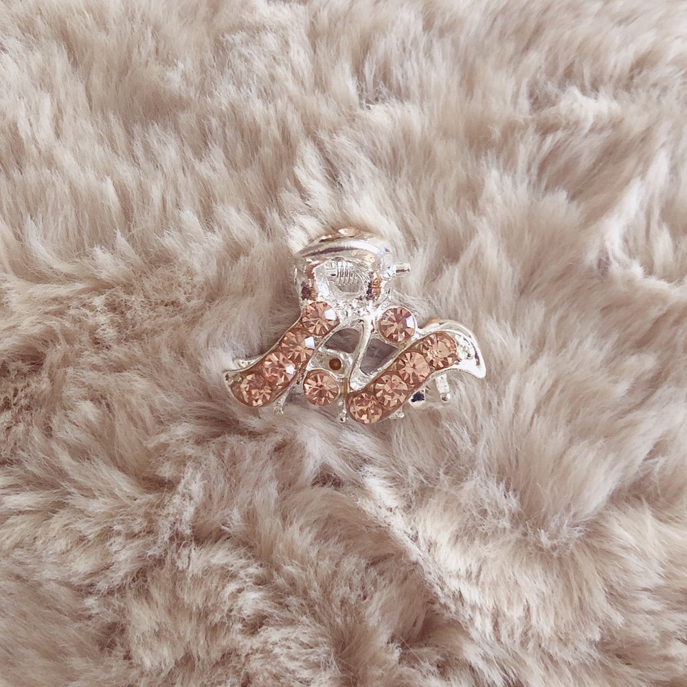 Orange Rhinestones Mini Adorable Cute Hair Clip